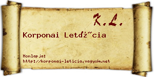 Korponai Letícia névjegykártya